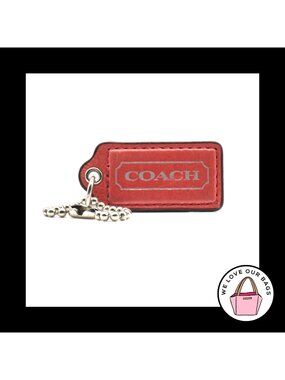 2" Medium COACH Pink & Silver Leather Nickel Key Fob Bag Charm Keychain Hang Tag
